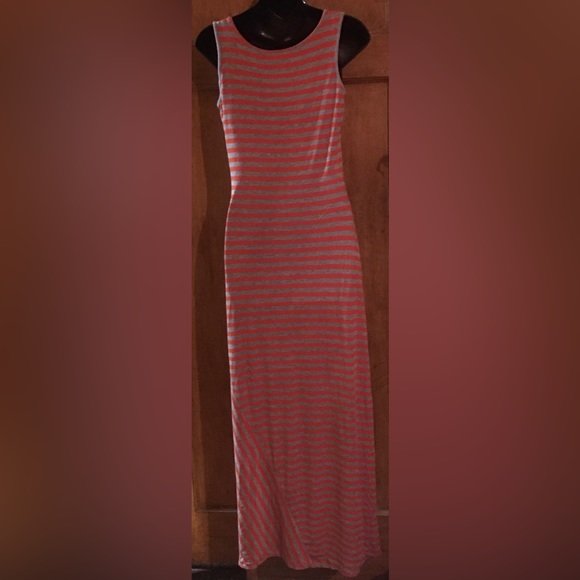 Woman’s Calvin Klein Size 2 (XS-S) Sleeveless Long Maxi Dress ORANGE AND GRAY - Picture 5 of 11